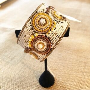 Large Crystal Beaded Cuff Bracelet NWT